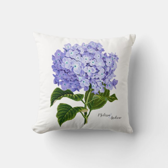 Coussin Lavender Hydrangea Botanique Floral Personnalisé (Recto)