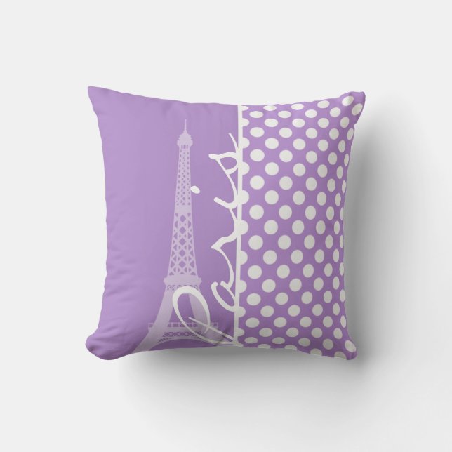 Coussin Lavender Purple Pois ; Paris (Recto)
