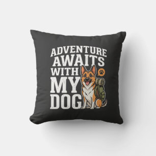 Coussin L'aventure attend avec mon chien randonnée