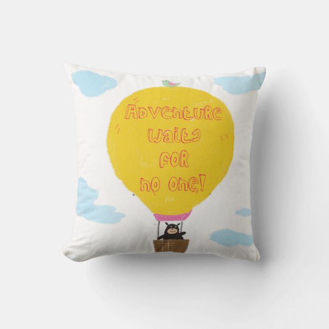 Coussin l'aventure n'attend personne (Recto)