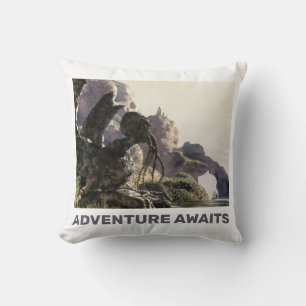 Coussin L'aventure vous attend. Paysage de fantaisie