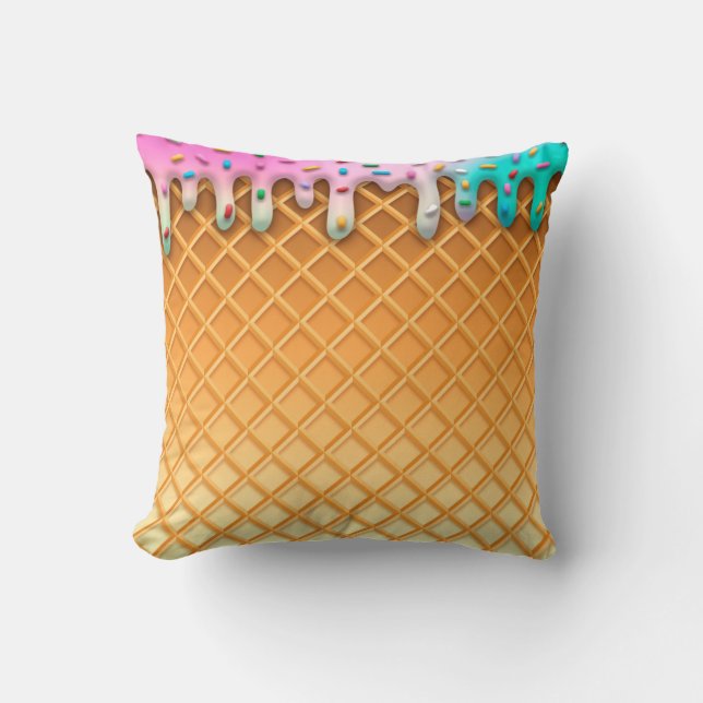 Coussin Lavette de crème glacée rose cône avec arroses (Recto)