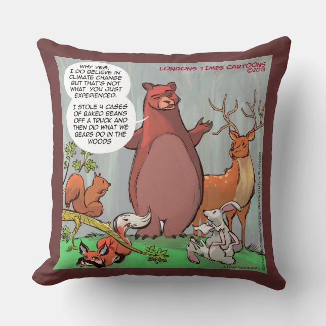Coussin L'avis de Funny Bear sur le changement climatique  (Recto)