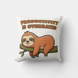 Coussin Lazy Retro Sloth Square Throw Pillow