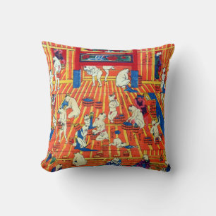 Coussin le 猫のおぶうや, source thermale de 作者不詳 du chat,