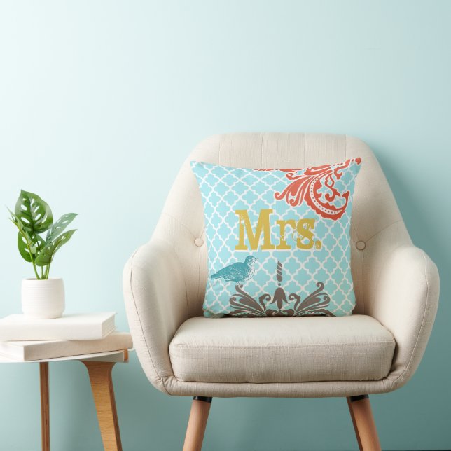 Coussin Le 2ème anniversaire du Mariage est le Monogramme  (Chaise)