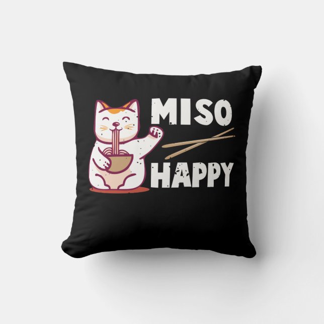 Coussin Le Amoureux des chats japonais Miso Ramen Pun (Recto)