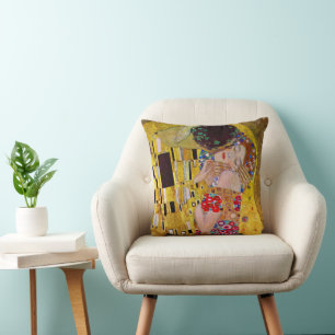 Coussin Le Baiser par Gustav Klimt, Art Nouveau Vintage