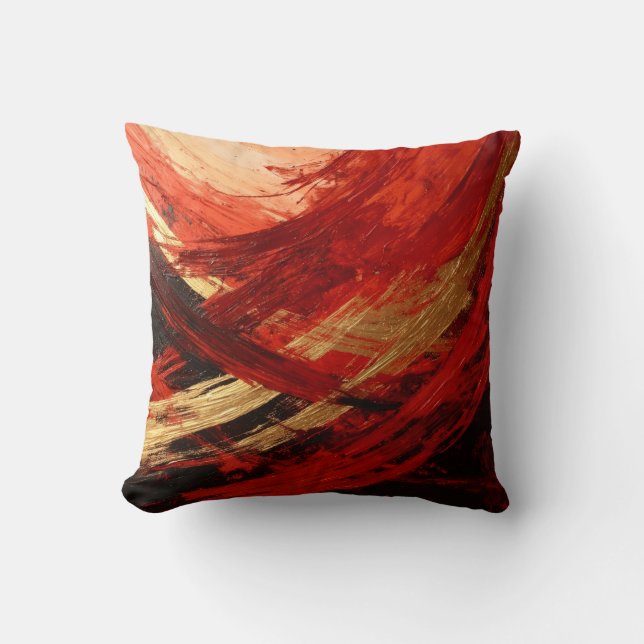 Coussin Le Balayage Noir et Rouge (Recto)
