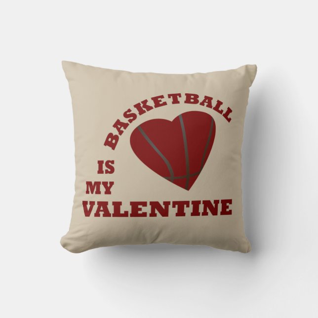 Coussin le basket-ball est ma valentine au coeur rouge (Recto)