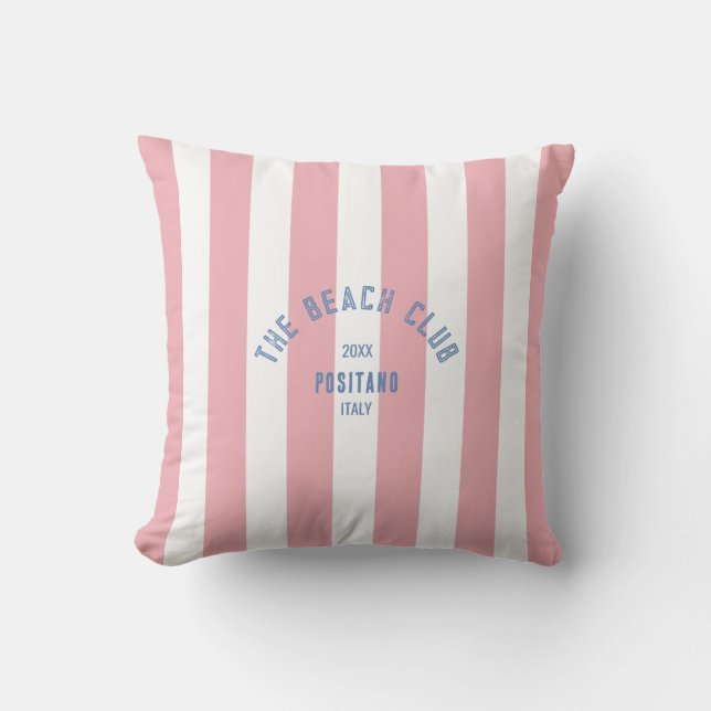 Coussin Le Beach Club Crest Pink Cabana Stripe (Recto)