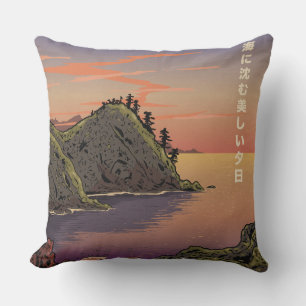 Coussin le beau coucher de soleil sur l'océan