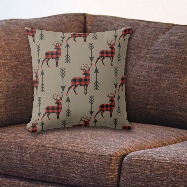 Coussin Le bison plaça le cerf sur Tan réversible (Créateur téléchargé)