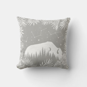 Coussin Le blanc gris de bison américain tient le premier
