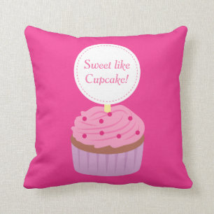 Coussin Le bonbon aiment le petit gâteau, rose, pour des