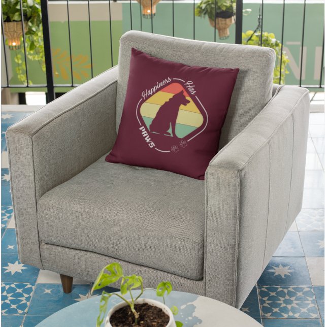 Coussin Le bonheur a des pattes design (Créateur téléchargé)