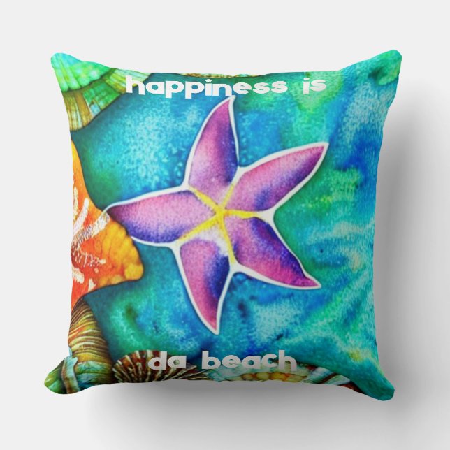 Coussin Le bonheur est Da Beach Grand Sac fourre-tout (Recto)