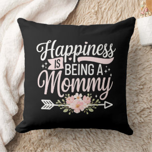 Coussin Le bonheur est d'être une maman florale Fête des M