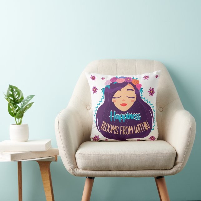 Coussin Le bonheur fleurit de l'intérieur (Chaise)