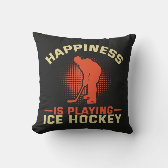 Coussin Le bonheur joue au hockey sur glace (Recto)