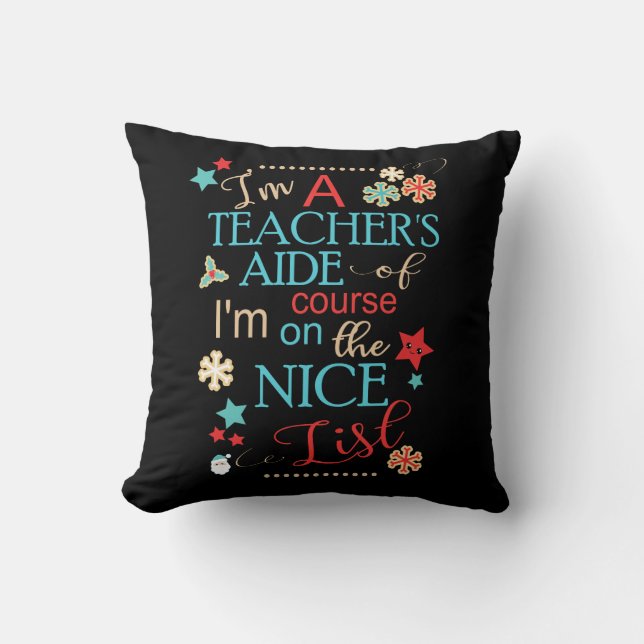 Coussin Le cadeau drôle de Noël de l'aide du professeur je (Recto)