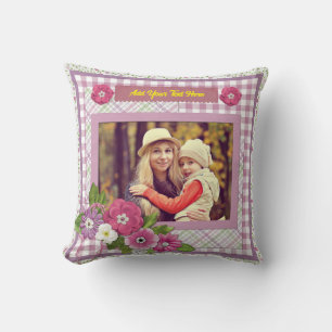 Coussin Le cadre photo personnalisé avec texte personnalis