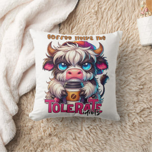 Coussin Le café m'aide à tolérer les idiots 