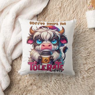 Coussin Le café m'aide à tolérer les idiots 