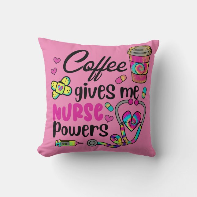 Coussin Le Café Me Donne Des Pouvoirs D'Infirmière (Recto)