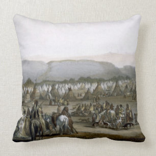 Coussin Le campement des Indiens de Piekann, plaquent 43