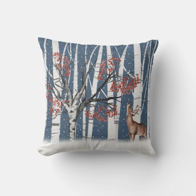 Coussin Le Cerf Dans La Forêt De Birch Tree (Recto)