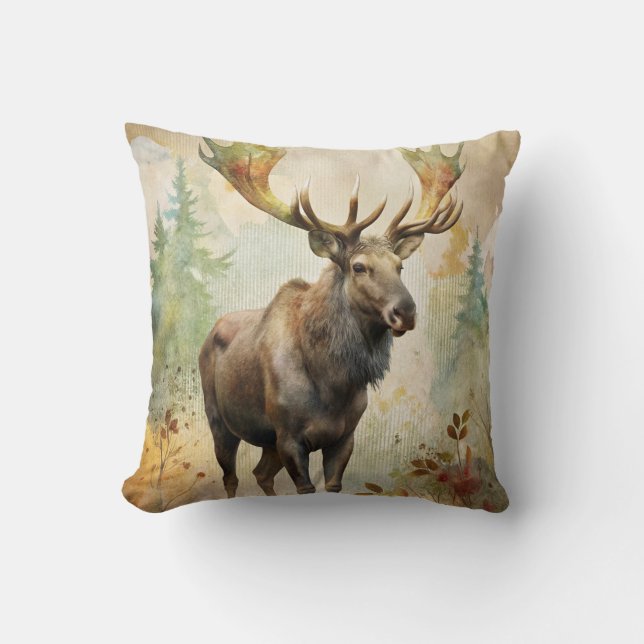 Coussin Le cerf dans une forêt (Recto)