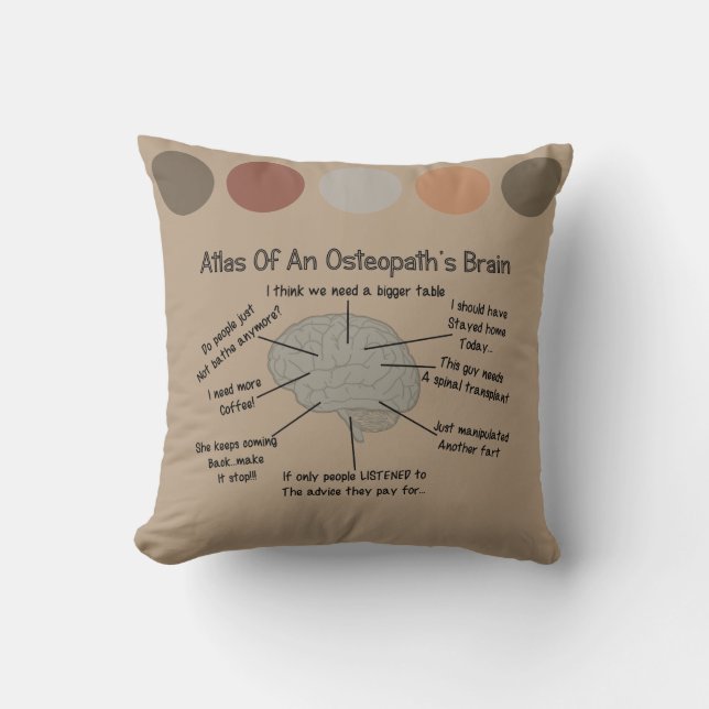Coussin Le cerveau de l'ostéopathe drôle (Recto)