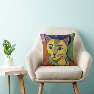 Coussin Le chat à rayure verte – Inspiré du Fauvisme de Ma