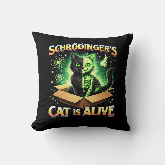 Coussin Le Chat Curieux de Schrödinger (Recto)
