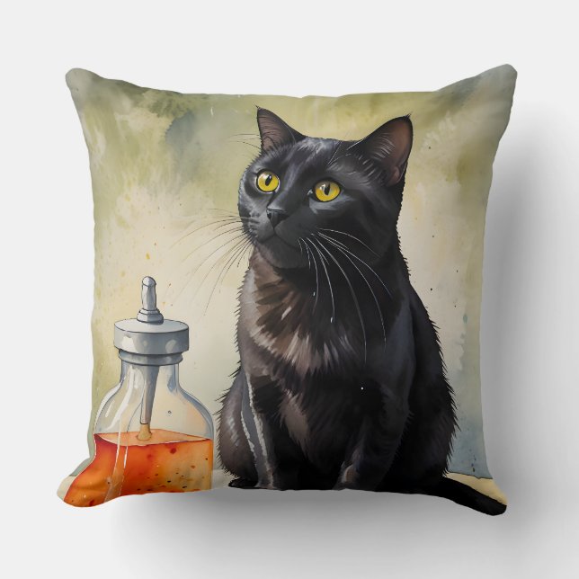 Coussin Le chat de l'alchimiste (Recto)
