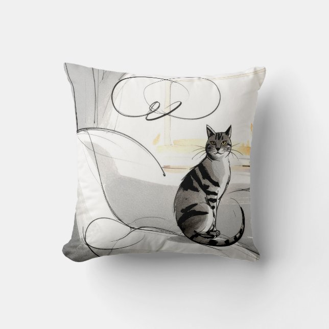 Coussin Le Chat Minimaliste Contemporain Tendance Moderne (Recto)