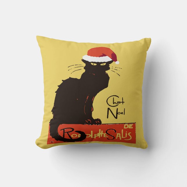Coussin Le Chat Noel découpage de Noël parodique en détres (Recto)