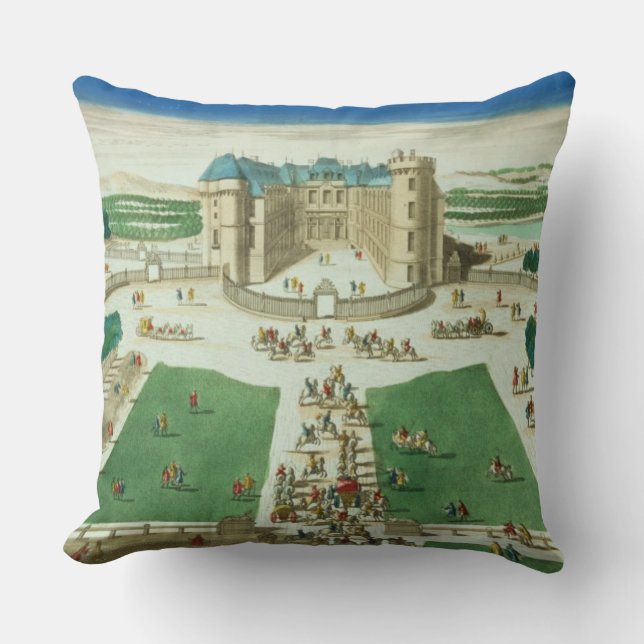 Coussin Le château Rambouillet, gravée par Antoine Aveli (Recto)
