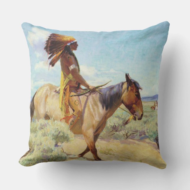 Coussin « Le Chef » Art occidental par W Herbert Dunton (Recto)