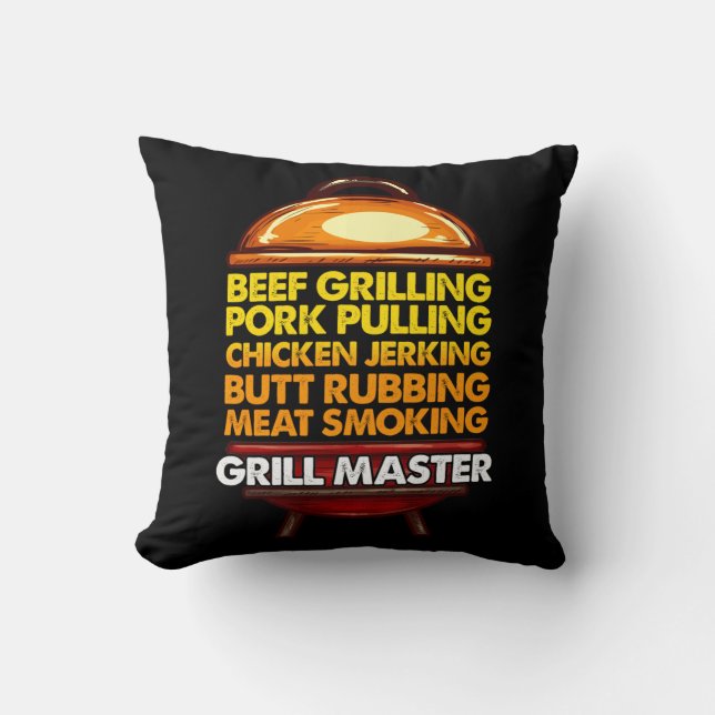 Coussin Le chef cuisinier du barbecue La viande d'été Fume (Recto)