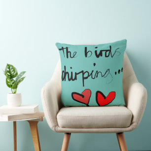 Coussin Le chirping aux oiseaux - Jade Black Red