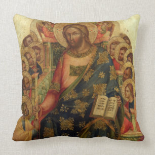 Coussin Le Christ a couronné avec des saints et des anges