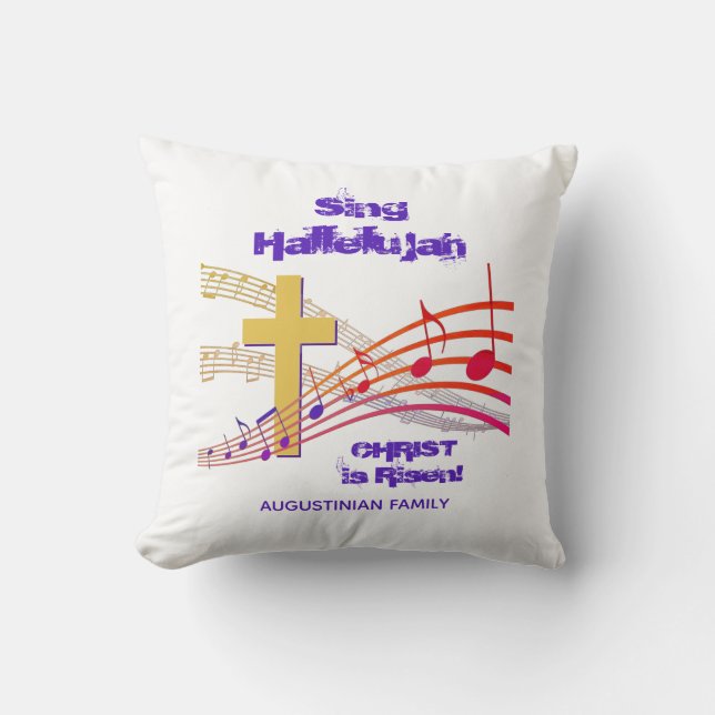 Coussin LE CHRIST HALLELUJAH Blanc EST RISQUÉ Pâques chrét (Recto)