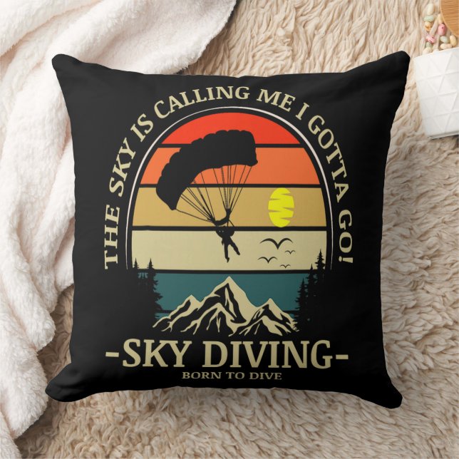 Coussin Le ciel m'appelle, je dois aller faire du parachut (Couverture)
