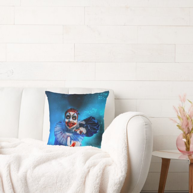 Coussin Le clown de SlipperyJoe Happy Halloween rouge b (Canapé)