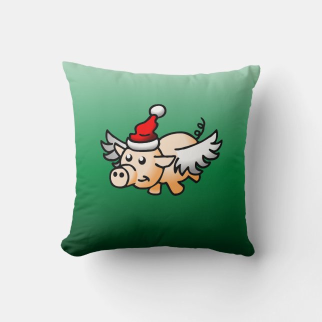 Coussin Le Cochon de Noël Volant (Recto)