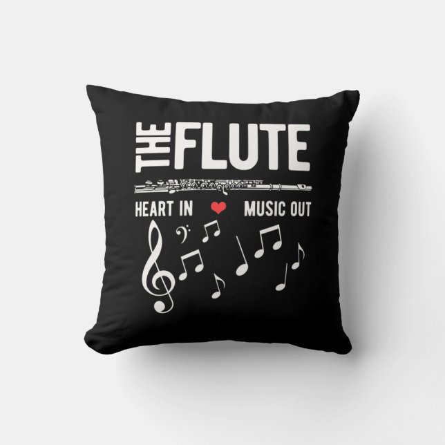 Coussin Le Coeur De Flûte Dans La Musique (Recto)