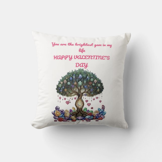 Coussin Le cœur de l'arbre aux gemmes : une Saint-Valentin (Recto)