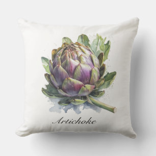 Coussin Le cœur du jardin : Artichaut en aquarelle